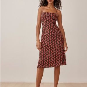 Reformation Peach Dress in Cassandra Print